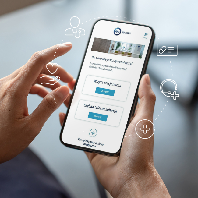 telefon komórkowy przedstawiający widok mobile e-sklepu PZU Zdrowie