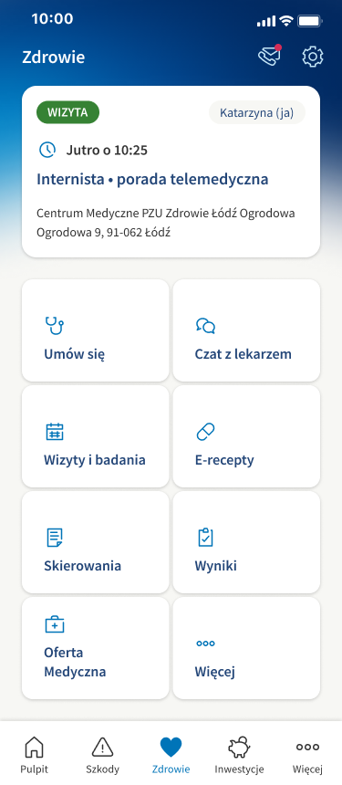 Ekran startowy mojePZU — wszystko na widoku